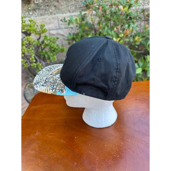 Stussy Capz MFG Worldwide Tribe Cheetah Print Bill Snapback Hat Black - Picture 4 of 10